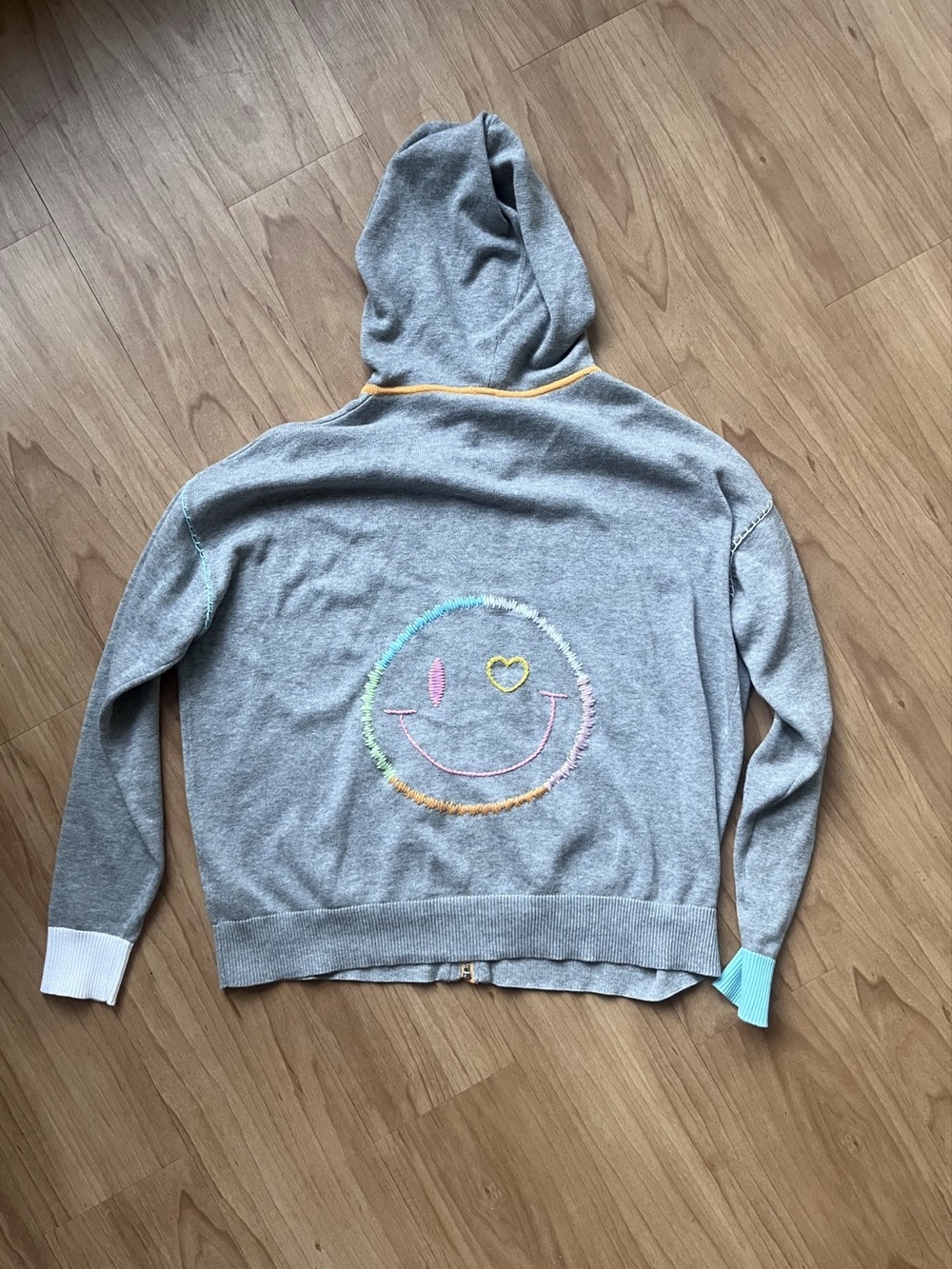 Smiley Face Embroidered Hoodie